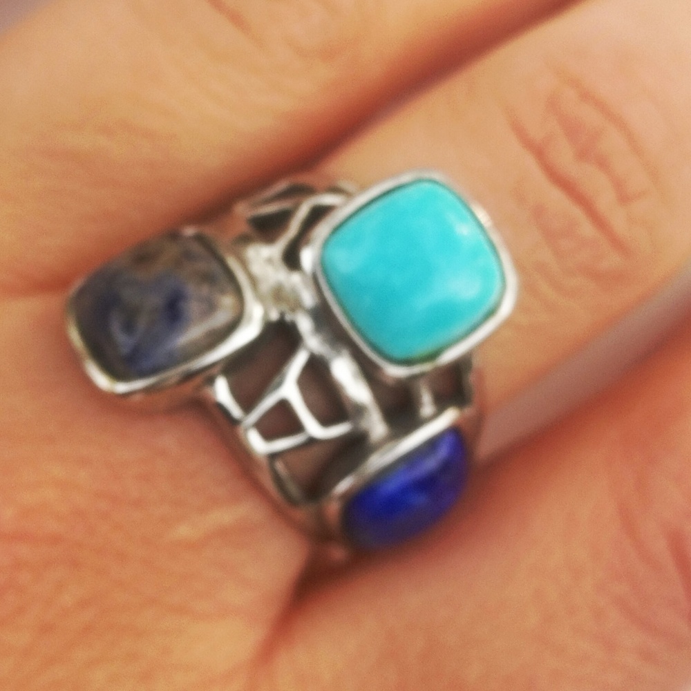 S. Steel gemstone ring